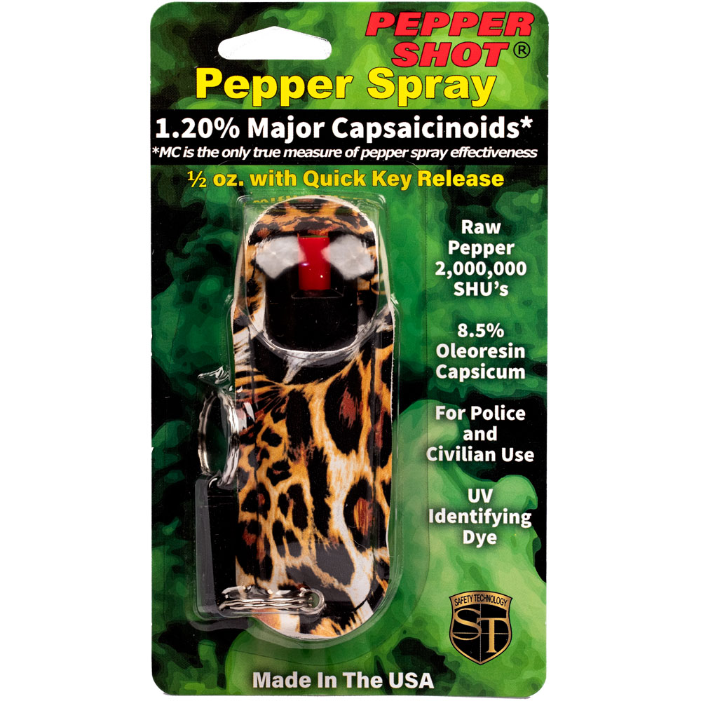 Pepper Shot 1.2% MC 1/2 oz Halo Holster Leopard Black/Orange